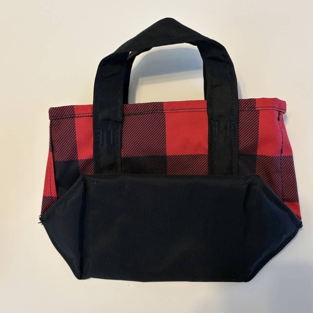 LL Bean Buffalo Check Mini Tote Bag Red Black Small Granola Outdoor Zippered - Picture 4 of 7